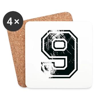 Number 9 Team Football Baseball Basketball University - Coasters (set of 4) - white - Front
