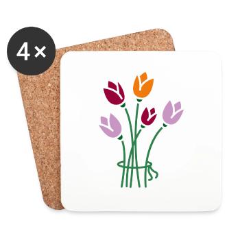 Fleur - Dessous de verre (lot de 4) - blanc - Devant