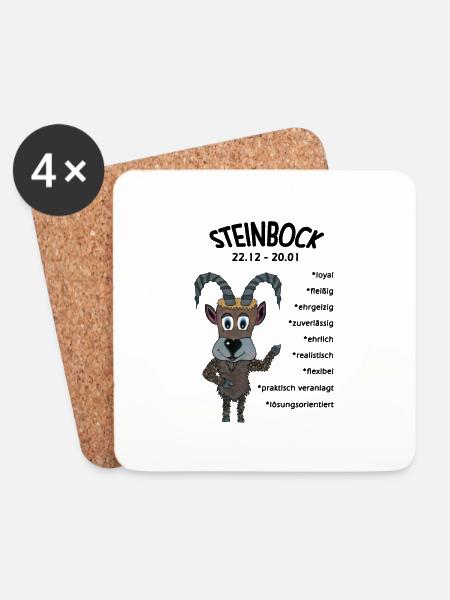 Sternzeichen Steinbock - Untersetzer (4er-Set) - Weiß