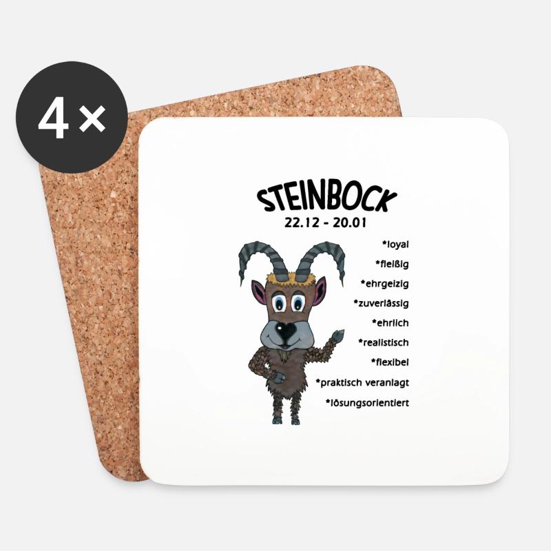 Sternzeichen Steinbock - Untersetzer (4er-Set) - Weiß
