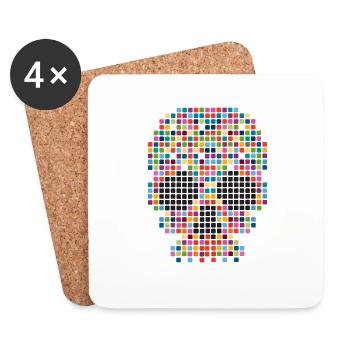 pixel art skull - Coasters (set of 4) - white - Front