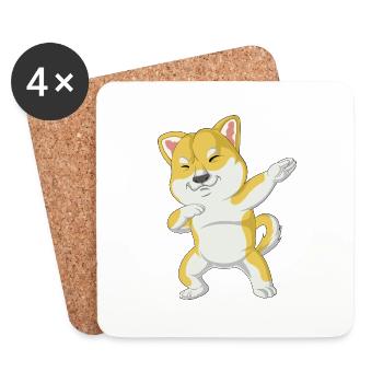 shiba inu dabbing - Coasters (set of 4) - white - Front