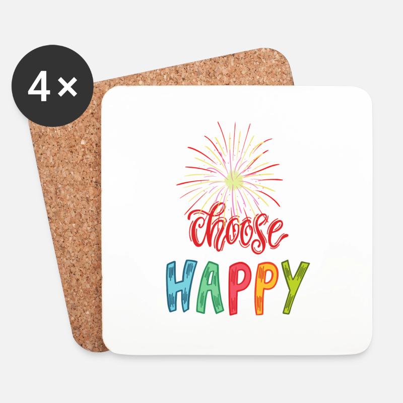 Choose Happy, glücklich wählen, glücklich sein - Untersetzer (4er-Set) - Weiß