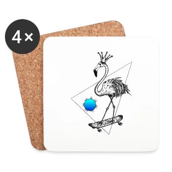 Flamingo Blau Skate Fresh Modern SVENPAINT - Untersetzer (4er-Set) - Weiß - Vorne