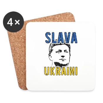 Slava Ukraini zelesnky - Dessous de verre (lot de 4) - blanc - Devant