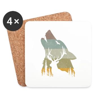 Loup - Dessous de verre (lot de 4) - blanc - Devant