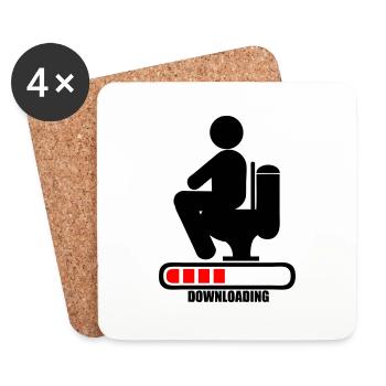 chier toilette caca downloading barre chargement - Dessous de verre (lot de 4) - blanc - Devant
