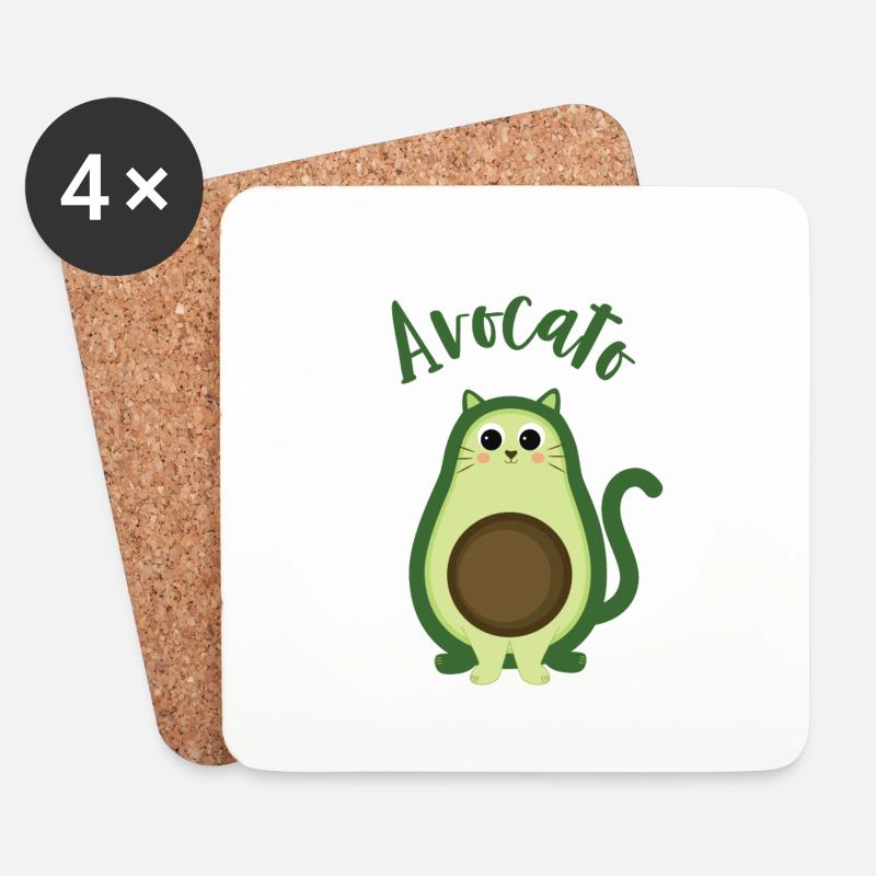Avocado Lustiges süßes Kätzchen - Untersetzer (4er-Set) - Weiß