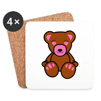 Teddy Bear Love - Coasters (set of 4) - white - Front