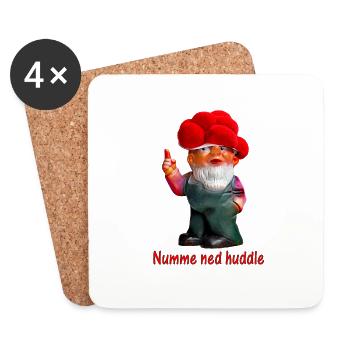 Bollenhut Gartenzwerg - Numme ned huddele - Untersetzer (4er-Set) - Weiß - Vorne