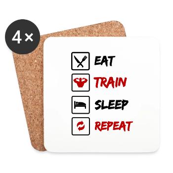 Manger Train Dormir Répéter - Dessous de verre (lot de 4) - blanc - Devant