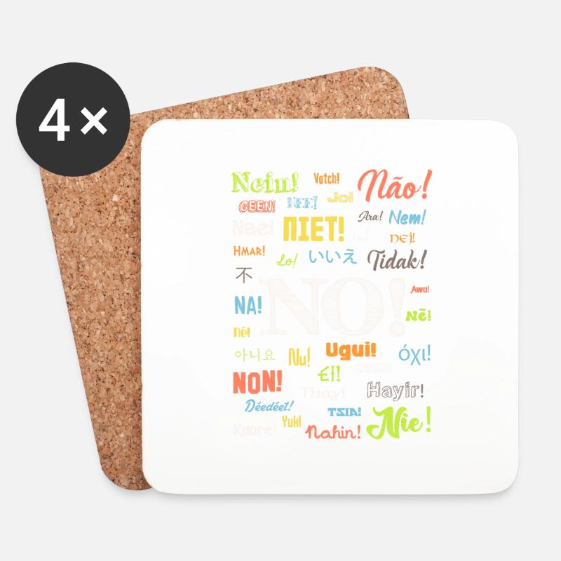 Nein - Untersetzer (4er-Set) - Weiß