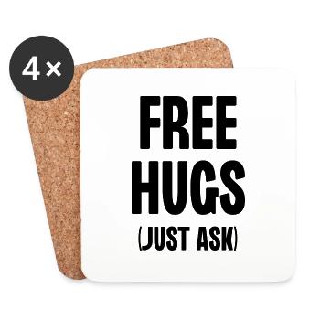 Free Hugs Just Ask - Coasters (set of 4) - white - Front