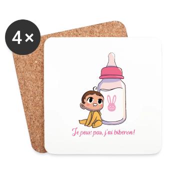 J'peux pas, j'ai biberon ! - Dessous de verre (lot de 4) - blanc - Devant
