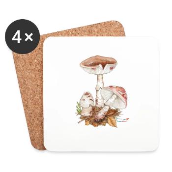 Perlpilz (Amanita rubescens) - Untersetzer (4er-Set) - Weiß - Vorne