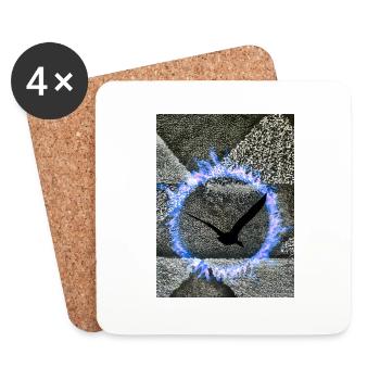 Oiseau dans un anneau de feu bleu - Dessous de verre (lot de 4) - blanc - Devant