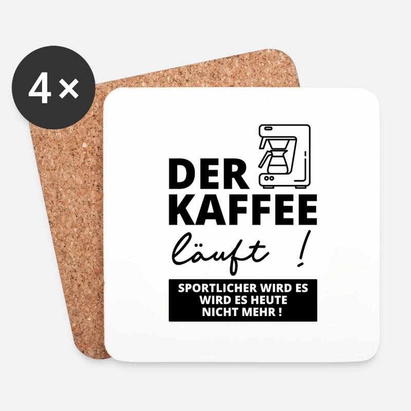 Der Kaffee läuft - Lustiges Morgenmuffel Shirt - Untersetzer (4er-Set) - Weiß