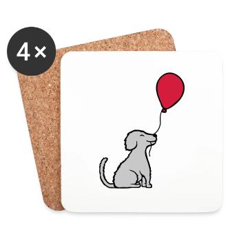 Luftballon Hund cool sitzend - Untersetzer (4er-Set) - Weiß - Vorne
