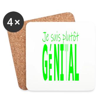 Je suis plutôt géni - t - al - Dessous de verre (lot de 4) - blanc - Devant