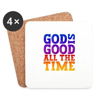 Jesus Christ Shirt - God is good all the Time 01 - Coasters (set of 4) - white - Front
