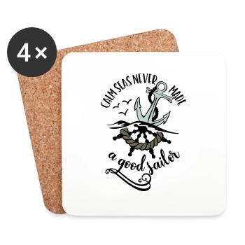 SAILOR ANCHOR SEA SAILORS SEAMEN SEA MOIN COAST MOTIFS - Coasters (set of 4) - white - Front