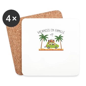 Vacances en Famille Personnalisé - Dessous de verre (lot de 4) - blanc - Devant
