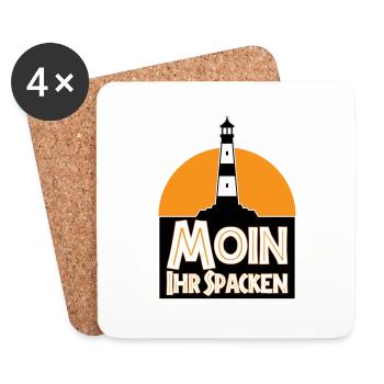Farben änderbar | Moin Ihr Spacken - Untersetzer (4er-Set) - Weiß - Vorne