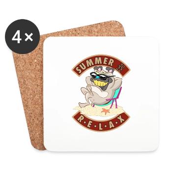 Summer 2022 relax dog at the beach - Coasters (set of 4) - white - Front