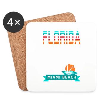 Florida USA - Miami Beach /Vintage Sun Palms - Coasters (set of 4) - white - Front