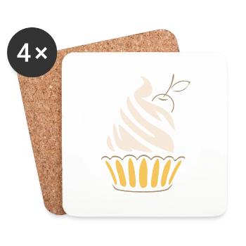 Stylized cupcake - Coasters (set of 4) - white - Front