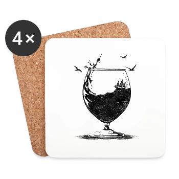 Petit navire - Dessous de verre (lot de 4) - blanc - Devant