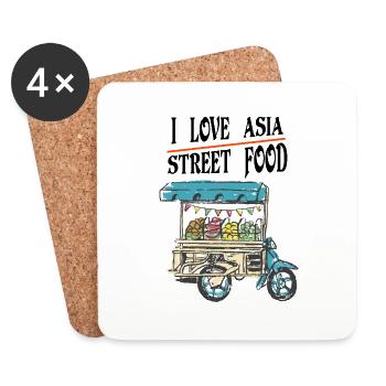 I Love Street Food small moped - Coasters (set of 4) - white - Front