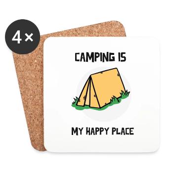 Camping is my happy place - Untersetzer (4er-Set) - Weiß - Vorne