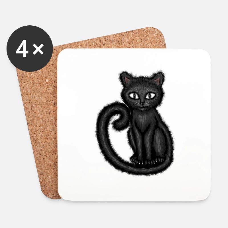 Black cat 🐈‍⬛️ - Untersetzer (4er-Set) - Weiß