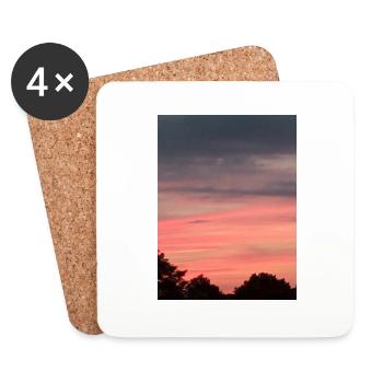 Soleil Coucher de soleil Arbres Nuages roses - Dessous de verre (lot de 4) - blanc - Devant