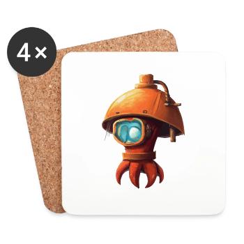 Rote kleine Krake Oktopus mit Helm Geschenkidee - Untersetzer (4er-Set) - Weiß - Vorne
