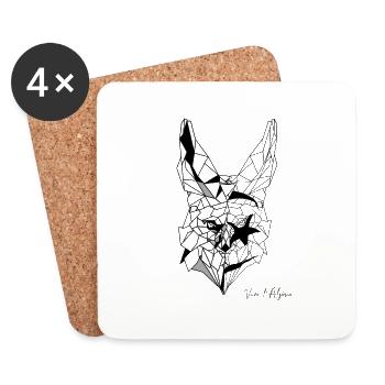 Fennec polygone drapeau de l'Algérie - Dessous de verre (lot de 4) - blanc - Devant