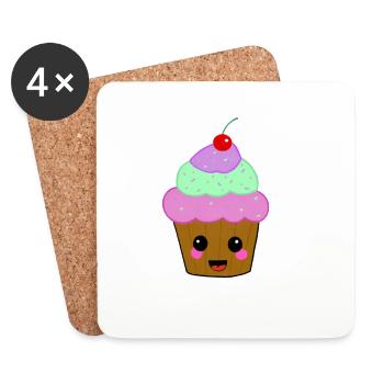 Muffin mit rosa Wangen - Untersetzer (4er-Set) - Weiß - Vorne