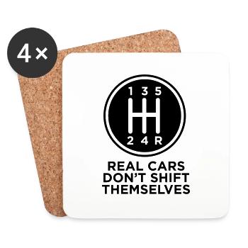 REAL CARS DONT SHIFT THEMSELVES - Coasters (set of 4) - white - Front