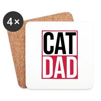 Cat Dad Logo Shield - Coasters (set of 4) - white - Front