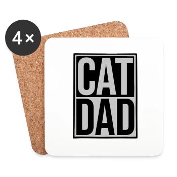 Schild Cat Dad Logo - Untersetzer (4er-Set) - Weiß - Vorne