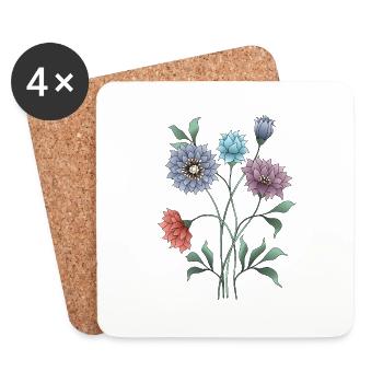 Fleur - Dessous de verre (lot de 4) - blanc - Devant