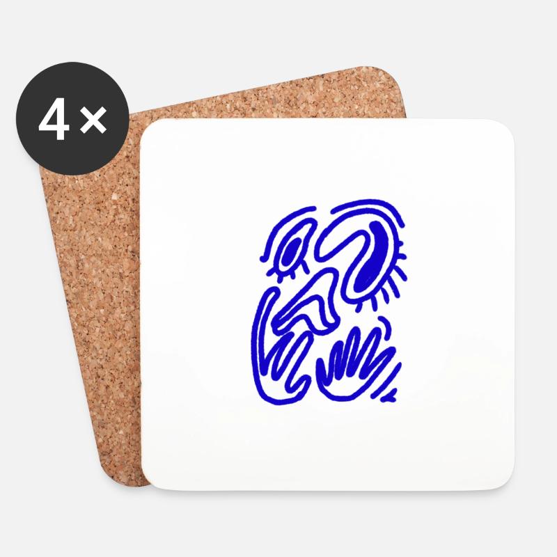 Abstract Face - Untersetzer (4er-Set) - Weiß