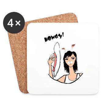 Bonjour! - Dessous de verre (lot de 4) - blanc - Devant