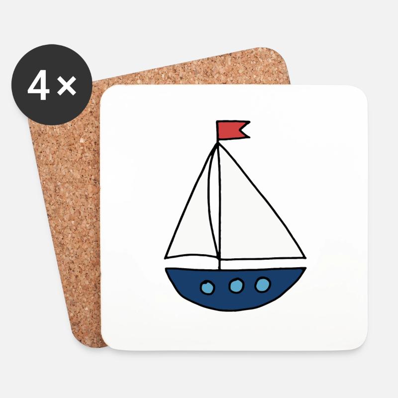 Segelboot - Untersetzer (4er-Set) - Weiß