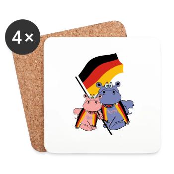 fahne fussball germany hippo hippo kinder baby - Coasters (set of 4) - white - Front