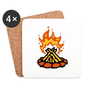 Feu primitif feu de camp camping - Dessous de verre (lot de 4) - blanc - Devant