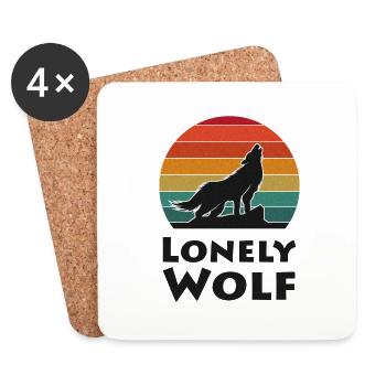 Loup solitaire - Dessous de verre (lot de 4) - blanc - Devant