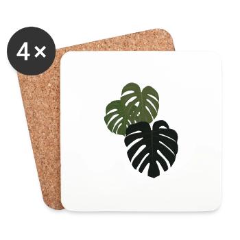 Plante de trou Monstera - Dessous de verre (lot de 4) - blanc - Devant