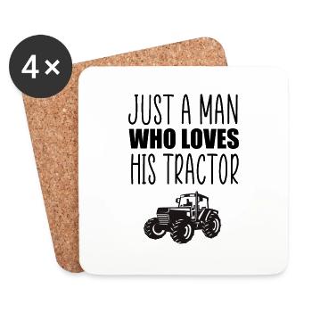 juste un homme qui aime son tracteur - Dessous de verre (lot de 4) - blanc - Devant